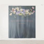 ヴィンテージエレガントダスティブルーフローラ結婚ズ タペストリー (正面)