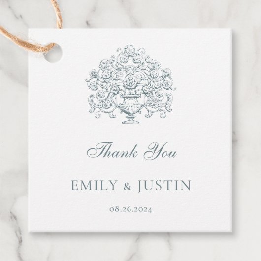 ヴィンテージエレガントダスティブルー結婚ズ・サンキュー フェイバータグ (正面)