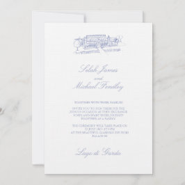ヴィンテージエレガントダスティブルー結婚式招待状 招待状