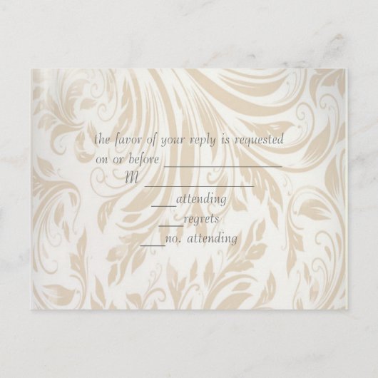 ヴィンテージエレガントダマスクピーコック結婚式RSVP インビテーションポストカード (裏面)