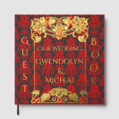 ヴィンテージエレガントダマスクレッド ゲストブック (正面)