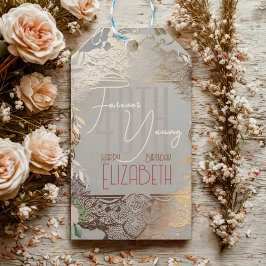 ヴィンテージエレガントダマスクレース金ゴールドパターンギフトラベル ギフトタグ