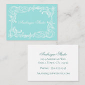 ヴィンテージエレガントダマスクロビンの卵の青と白 名刺 (正面/裏面)