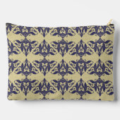 ヴィンテージエレガントダマスク海軍ブルーイエローモノグラム アクセサリーポーチ (裏面)