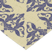 ヴィンテージエレガントダマスク海軍ブルーイエローモノグラム ショートテーブルランナー (コーナー)