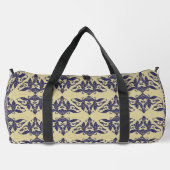 ヴィンテージエレガントダマスク海軍ブルーイエローモノグラム ダッフルバッグ (裏面)