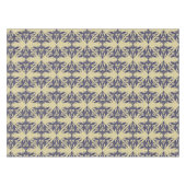 ヴィンテージエレガントダマスク海軍ブルーイエローモノグラム テーブルクロス (正面(横))