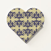 ヴィンテージエレガントダマスク海軍ブルーイエローモノグラム ノートブック (裏面)