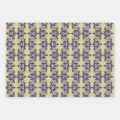 ヴィンテージエレガントダマスク海軍ブルーイエローモノグラム ラッピングペーパーシート (正面3)