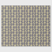 ヴィンテージエレガントダマスク海軍ブルーイエローモノグラム ラッピングペーパー (フラット)