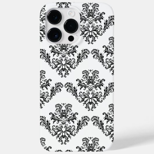 ヴィンテージエレガントダマスク白黒パターン Case-Mate iPhoneケース (裏面)