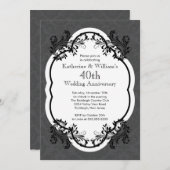 ヴィンテージエレガントダマスク結婚記念日パーティー 招待状 (正面/裏面)