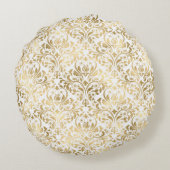 ヴィンテージエレガントダマスク金ゴールド白 ラウンドクッション (裏面)