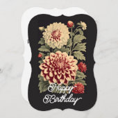 ヴィンテージエレガントダリアフラワーハッピーバースデー (正面/裏面)