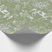 ヴィンテージエレガントダークセージ馬フローラパター ラッピングペーパー (角)