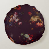 ヴィンテージエレガントダークマゼンタブルゴーニュフローラ ラウンドクッション (裏面)