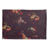 ヴィンテージエレガントダークマゼンタブルゴーニュフローラ 枕カバー (裏面-左)