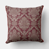 ヴィンテージエレガントダークレッドベージュダマスク織り クッション (裏面)