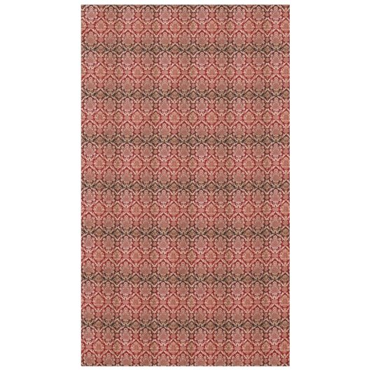 ヴィンテージエレガントダークレッドベージュダマスク織り テーブルクロス (正面)