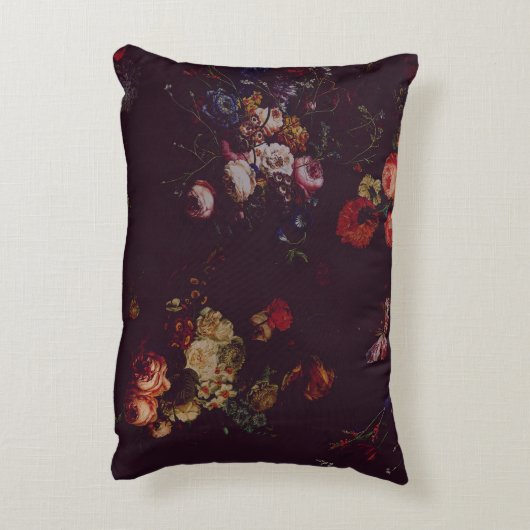 ヴィンテージエレガントダークBurgundy Moodyオランダフローラ アクセントクッション (裏面(縦))