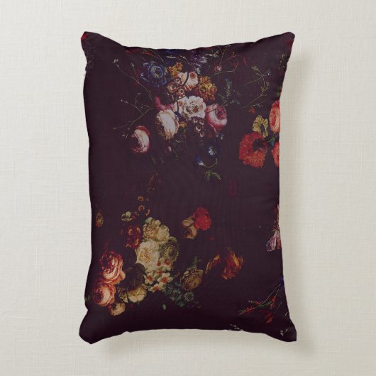 ヴィンテージエレガントダークBurgundy Moodyオランダフローラ アクセントクッション (正面(垂直))
