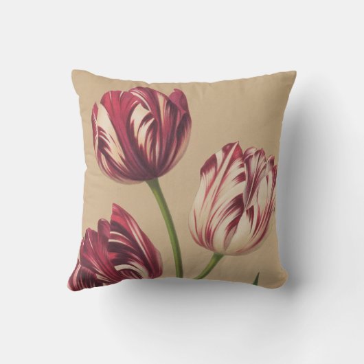 ヴィンテージエレガントチューリップアートフローラ装飾用クッション クッション (裏面)