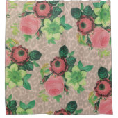 ヴィンテージエレガントチーター花シャワーカーテン シャワーカーテン (正面)