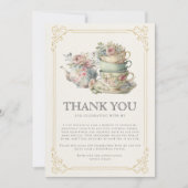 ヴィンテージエレガントティーパーティーブライダルシャワー サンキューカード (正面)
