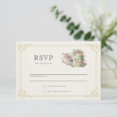 ヴィンテージエレガントティーパーティーブライダルシャワー 出欠カード (スタンド正面)