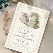ヴィンテージエレガントティーパーティーブライダルシャワー 招待状