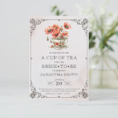 ヴィンテージエレガントティーパーティーブライダルシャワー 招待状 (スタンド正面)