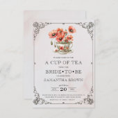 ヴィンテージエレガントティーパーティーブライダルシャワー 招待状 (正面/裏面)