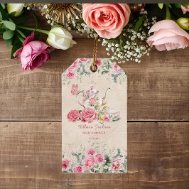 ヴィンテージエレガントティーパーティー ブライダルシャワー招待状 ギフトタグ