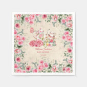 ヴィンテージエレガントティーパーティー ブライダルシャワー招待状 スタンダードカクテルナプキン (正面)