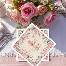 ヴィンテージエレガントティーパーティー ブライダルシャワー招待状 スタンダードカクテルナプキン