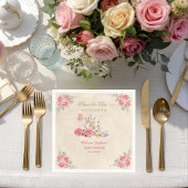 ヴィンテージエレガントティーパーティー ブライダルシャワー招待状 スタンダードカクテルナプキン