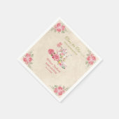ヴィンテージエレガントティーパーティー ブライダルシャワー招待状 スタンダードカクテルナプキン (角)