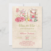 ヴィンテージエレガントティーパーティー ブライダルシャワー招待状 招待状 (正面)