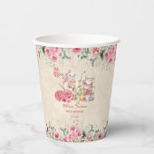 ヴィンテージエレガントティーパーティー ブライダルシャワー招待状 紙コップ (正面)