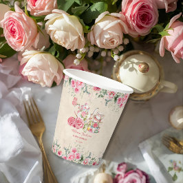 ヴィンテージエレガントティーパーティー ブライダルシャワー招待状 紙コップ