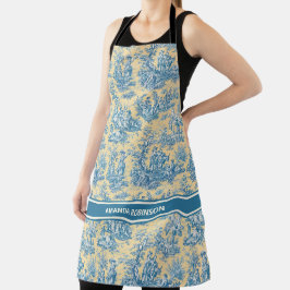ヴィンテージエレガントティール（緑がかった色）イエロートイレデジュイ印刷 エプロン