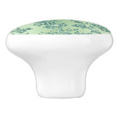 ヴィンテージエレガントティール(緑がかった色)グリッターフローラルパターン セラミックノブ (側面)