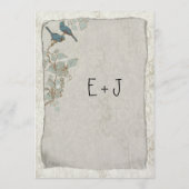 ヴィンテージエレガントティール（緑がかった色）バードダマスクウェディングメニュー メニュー (裏面)