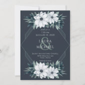 ヴィンテージエレガントティール(緑がかった色)ミント花 招待状 (正面)