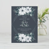 ヴィンテージエレガントティール(緑がかった色)ミント花 招待状 (スタンド正面)