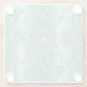 ヴィンテージエレガントティール(緑がかった色)銀グリッターデザイン ガラスコースター (裏面)