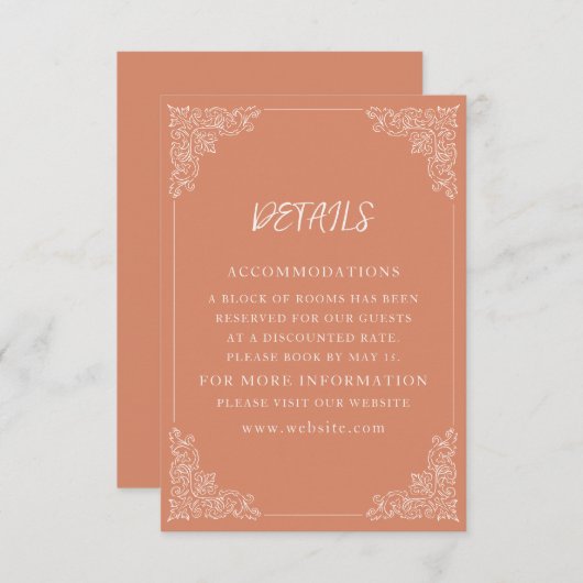 ヴィンテージエレガントテラコッタクリ結婚ームズ エンクロージャーカード (正面/裏面)