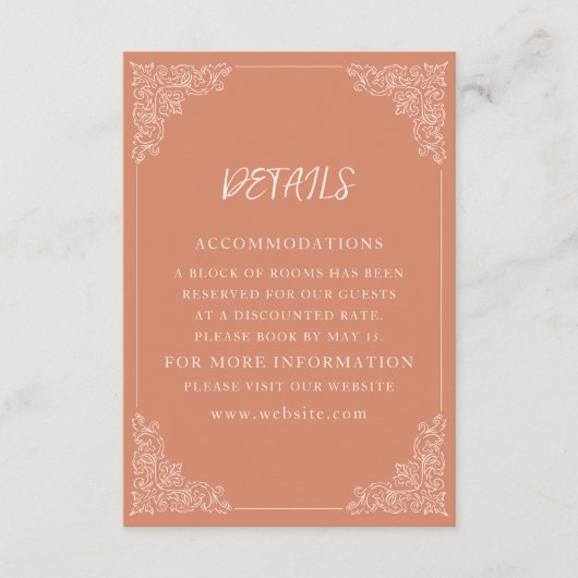 ヴィンテージエレガントテラコッタクリ結婚ームズ エンクロージャーカード (正面)