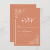 ヴィンテージエレガントテラコッタクリ結婚ームズ 出欠カード (正面/裏面)