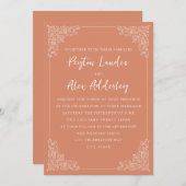 ヴィンテージエレガントテラコッタクリ結婚ームズ 招待状 (正面/裏面)